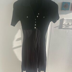 Maje Black Mini Dress with Buttons